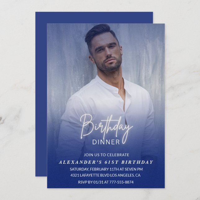 Geburtstagsessen 61. Geburtstagsfeier Foto Männer Einladung (Vorne/Hinten)