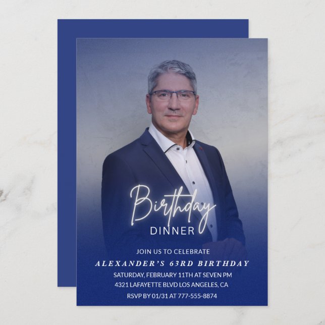 Geburtstagsessen 63. Geburtstagsfeier Foto Männer Einladung (Vorne/Hinten)