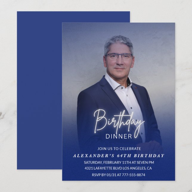 Geburtstagsessen 64. Geburtstagsfeier Foto Männer Einladung (Vorne/Hinten)