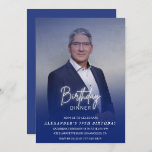 Geburtstagsessen 79. Geburtstagsfeier Foto Männer Einladung