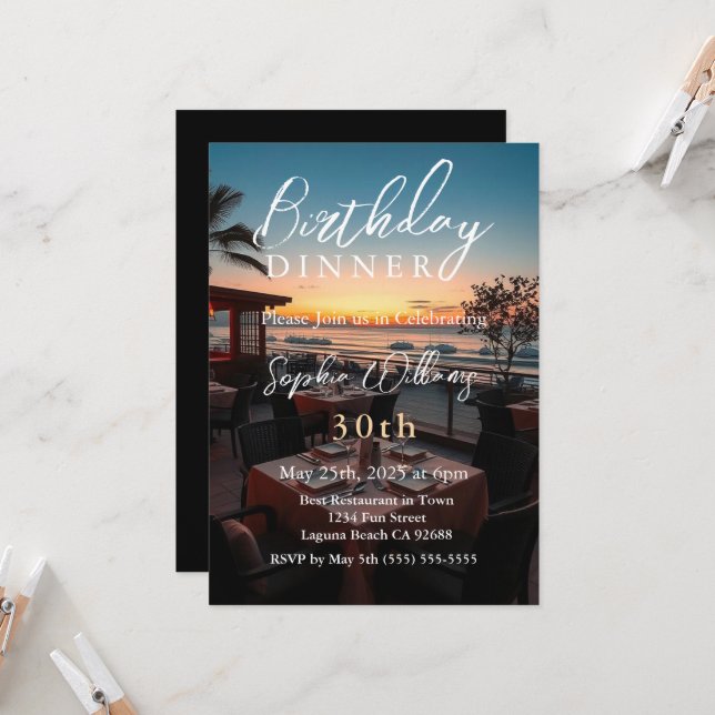 Geburtstagsessen Einladung (Vorderseite/Rückseite Beispiel)