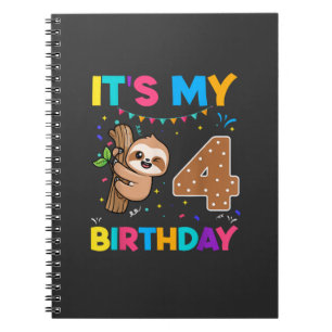 Geburtstagsfaultier 4 Jahre alt 4. Geburtstag Faul Notizblock