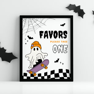 Geburtstagsfavors-Zeichen des Jungen, Spooky Hallo Poster