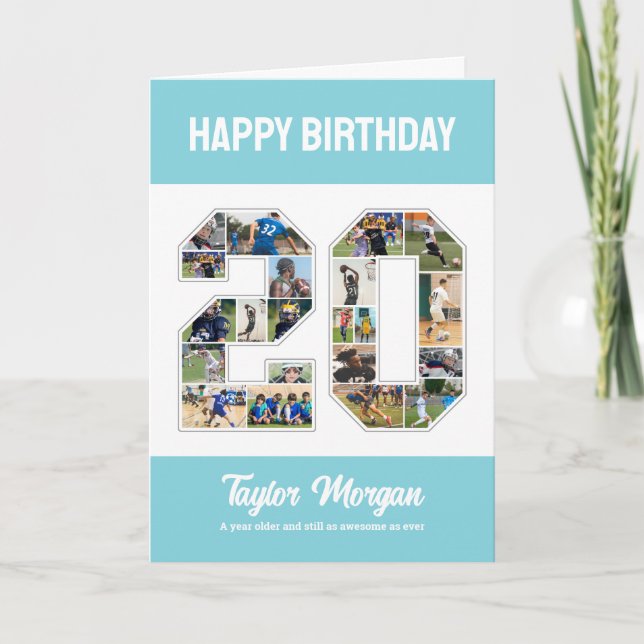 Geburtstagsfeier 20. FotoCollage Karte (Vorderseite)