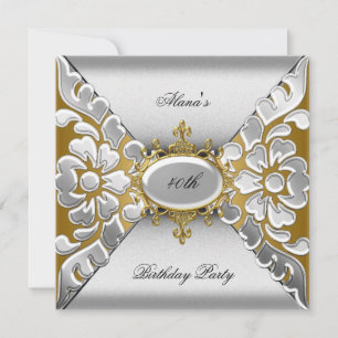 Geburtstagsfeier 40. Elegant Silber Gold Einladung