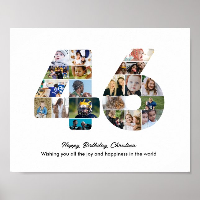 Geburtstagsfeier 46 Nummer 46 Fotocollage Poster (Vorne)