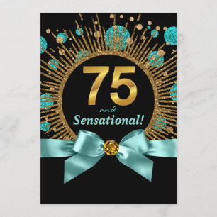 Geburtstagsfeier 70. einer Frau in Teal Blau und G Einladung