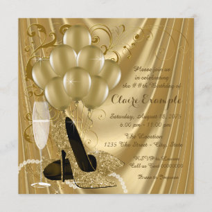 Geburtstagsfeier aus goldenem Satin für Damen - Gl Einladung
