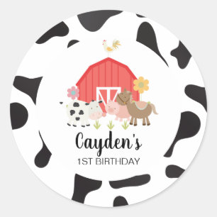 Geburtstagsfeier Bauernhof-Tiere Dankeschön-Anhäng Runder Aufkleber