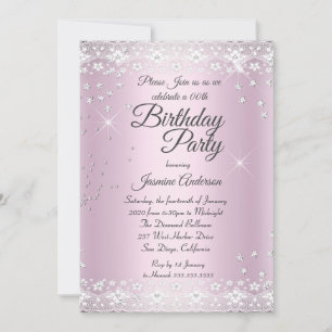 Geburtstagsfeier Blush Pink Silber Glitter Spitze Einladung