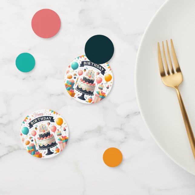 Geburtstagsfeier Cake & Balloons Confetti Konfetti (Gruppe)