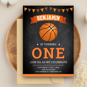 Geburtstagsfeier Chalkboard Sports Basketball 1. G Einladung
