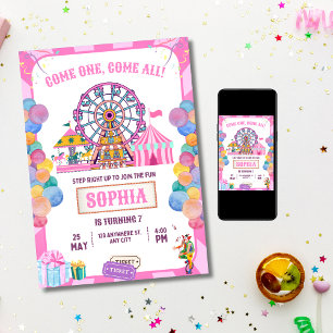 Geburtstagsfeier, Circus Girl Geburtstag Einladung