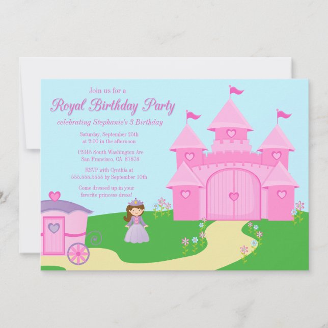 Geburtstagsfeier der süßen Prinzessin Einladung (Vorderseite)