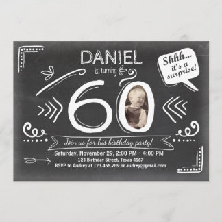 Geburtstagsfeier der Überraschung 60. Chalkboard Einladung