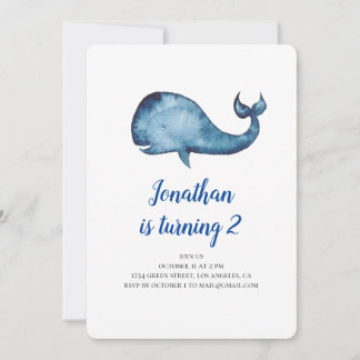 Geburtstagsfeier des Babys. Blauwal Einladung