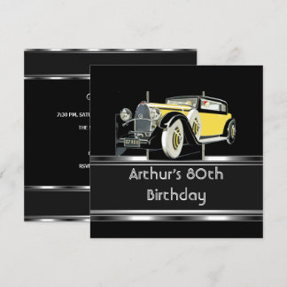 Geburtstagsfeier des Mannes zum 80. Schwarzes Vint Einladung
