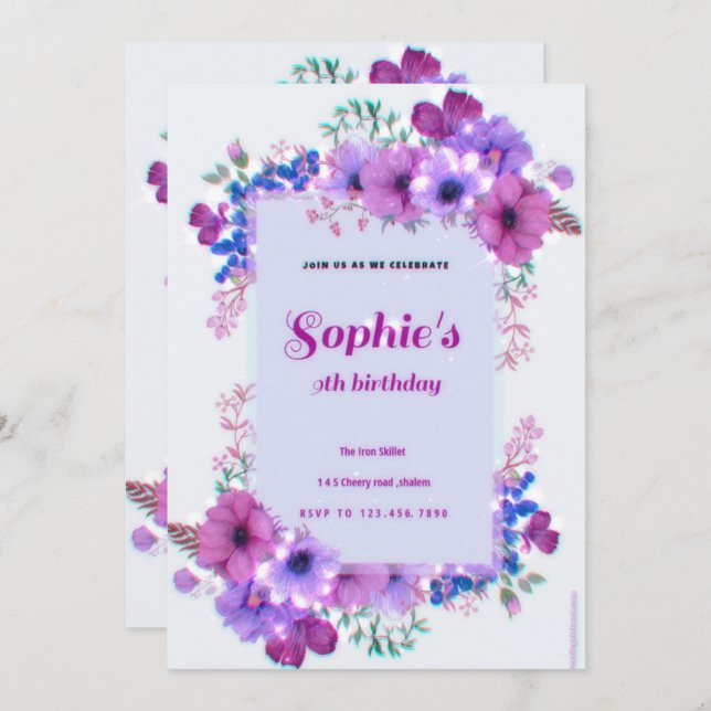 Geburtstagsfeier Einladung (Vorne/Hinten)