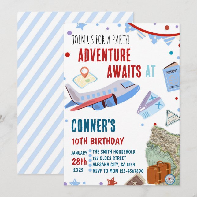 Geburtstagsfeier Einladung Zielort (Vorne/Hinten)