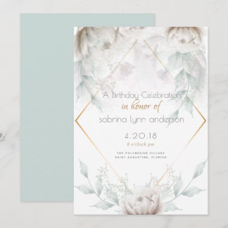 Geburtstagsfeier | Elegant Alabaster White Peonies Einladung