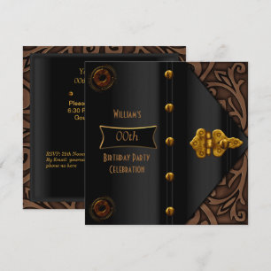 Geburtstagsfeier Elegant Gold Schwarz Steampunk Einladung