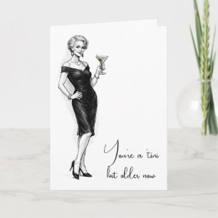 Geburtstagsfeier elegante Frau mit Martini Karte