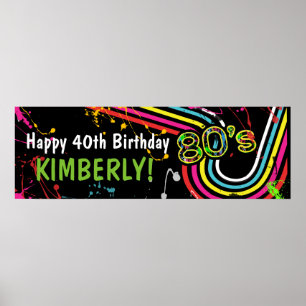 Geburtstagsfeier-Event im Stil der 80er Jahre Retr Poster