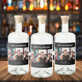 Geburtstagsfeier Foto Schwarz-weißer moderner Typ Alkoholflaschenetikett