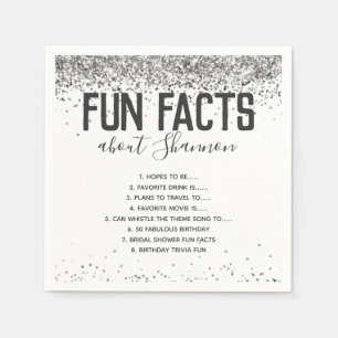 Geburtstagsfeier Fun Facts Silber Glitter Mädchen  Serviette