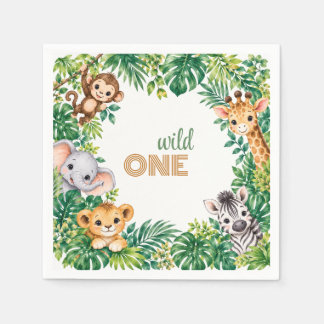 Geburtstagsfeier für Baby-Dschungeltiere Wild One Serviette