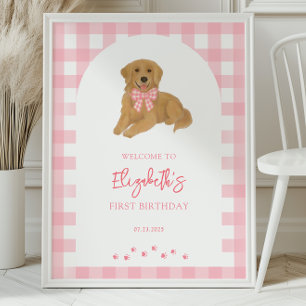 Geburtstagsfeier für einen Golden Retriever-Welpen Poster