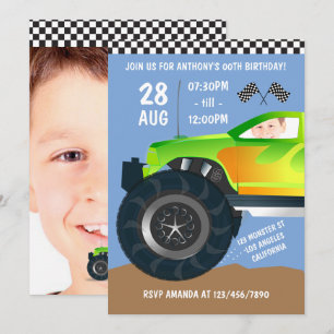 Geburtstagsfeier für Kinder mit Monstertruck - Fot Einladung