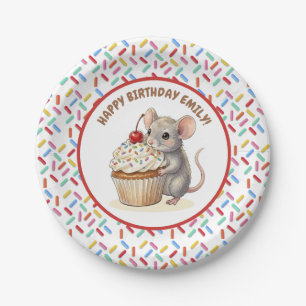 Geburtstagsfeier für Mädchen Maus & Cupcake Pappteller