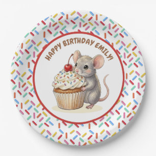 Geburtstagsfeier für Mädchen Maus & Cupcake Pappteller