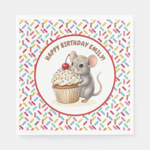 Geburtstagsfeier für Mädchen Maus & Cupcake Serviette