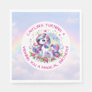 Geburtstagsfeier für Regenbogen-Einhorn-Mädchen pe Serviette