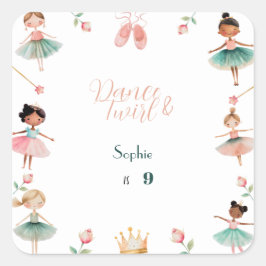 Geburtstagsfeier für Tanz & Twirl Quadratischer Aufkleber