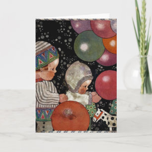 Geburtstagsfeier für Vintage Kinder, Ballons und S Karte