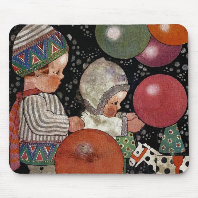 Geburtstagsfeier für Vintage Kinder, Ballons und S Mousepad (Vorne)