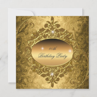 Geburtstagsfeier Gold auf Gold Metallglitter Einladung