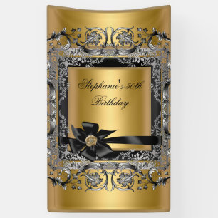Geburtstagsfeier Gold Silber Schwarz Bogen Banner