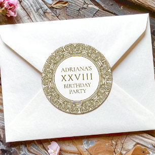 Geburtstagsfeier im antiken Rom mit Steinelementen Runder Aufkleber