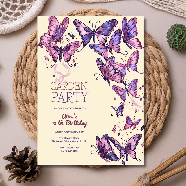Geburtstagsfeier im Garten mit Schmetterlingen Einladung (Von Creator hochgeladen)