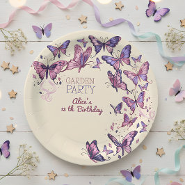 Geburtstagsfeier im Garten mit Schmetterlingen Pappteller