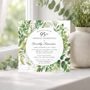 Geburtstagsfeier im modernen grünen botanischen St Einladung