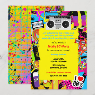 Geburtstagsfeier im Retro-Stil der 80er Jahre Einladung