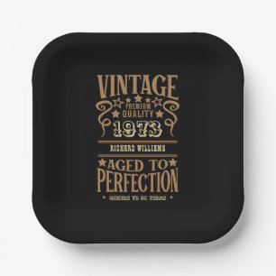 Geburtstagsfeier im Stil einer Vintage-Whiskey-Eti Pappteller