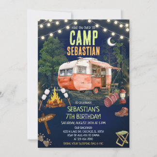 Geburtstagsfeier im Vintage-Camper-Anhänger Einladung
