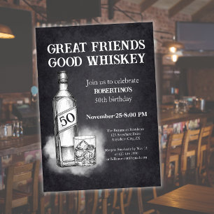 Geburtstagsfeier im Whiskey-Thema im Sketch-Stil z Einladung