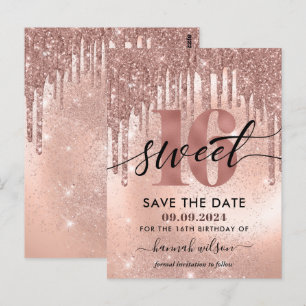 Geburtstagsfeier in Roségold - Save-the-Date-Karte Postkarte